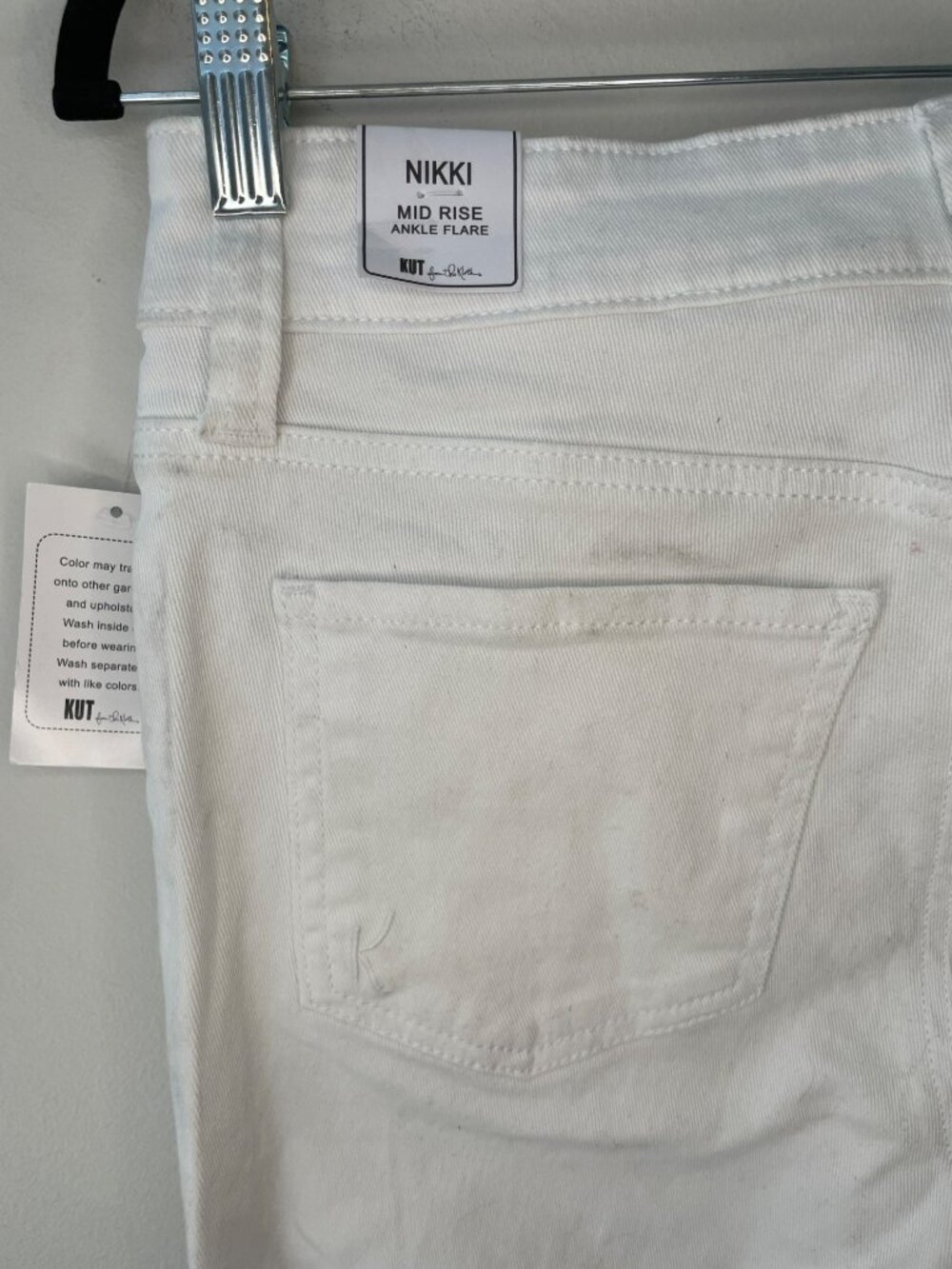 Kut From The Kloth Nikki Mid Rise Ankle Flare White Denim Jeans Wmn's Sz 2 NWT - Picture 6 of 14